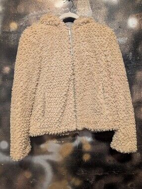 Collection B Cream Sherpa Zip-Up Hoodie Jacket